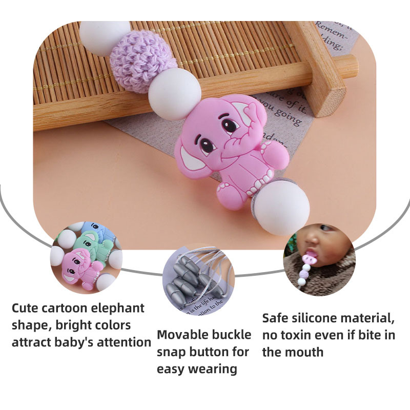 Bebé molar mordedor masticable colgante joyería de los niños mordedor palo de dibujos animados de silicona elefante teether collar