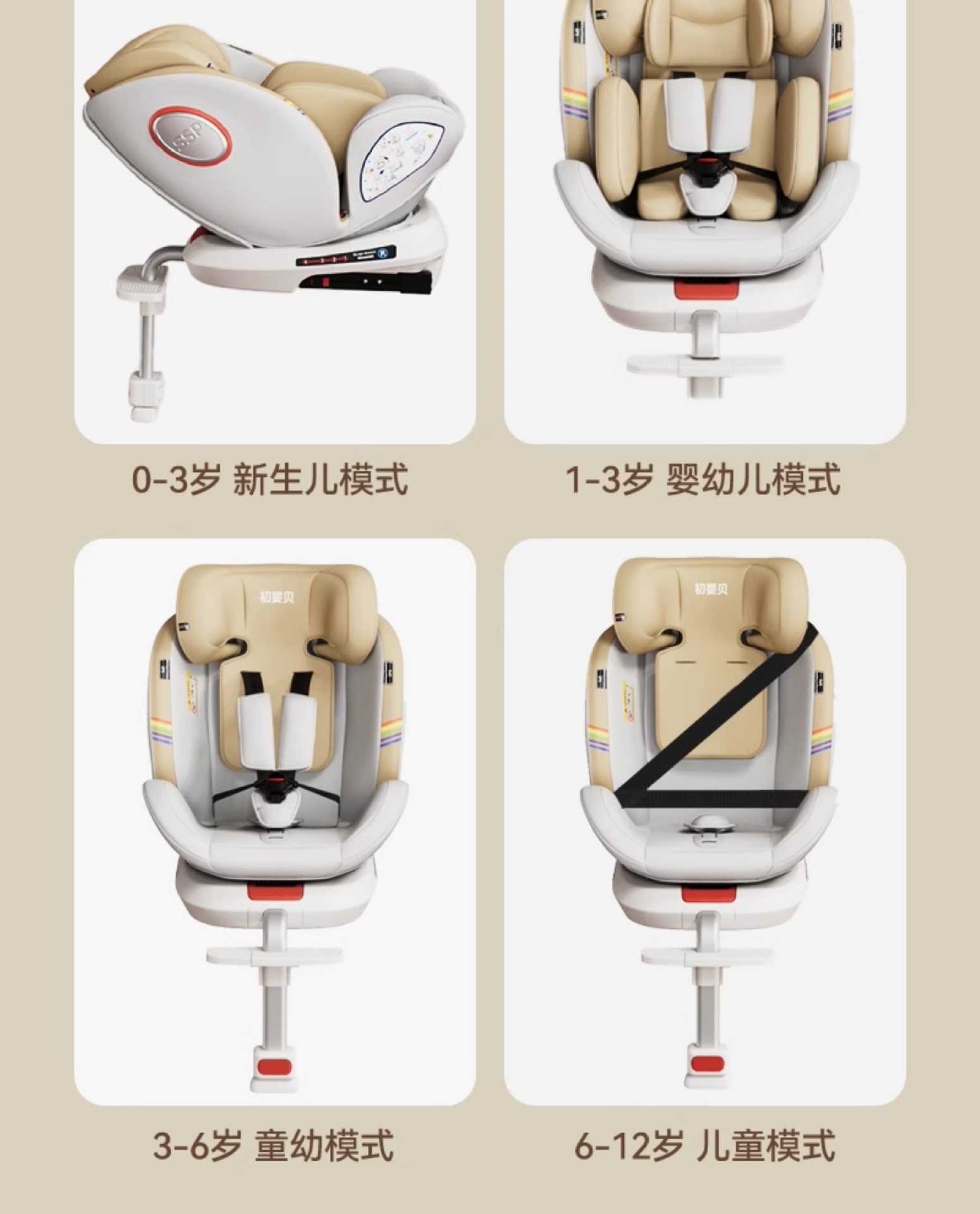 Suitable for Infants and Children Safety Seats for Cars, Baby Car-Mounted 360-Degree Rotating Seats for 0-4 Years Old