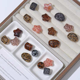 秋冬豹纹系亚克力直孔串珠子 手工diy手链手机链挂件散珠配饰材料