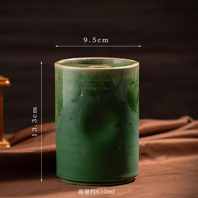 窑变复古咖啡杯水杯创意陶瓷直筒杯大容量吸管杯跨境粗陶马克杯子|undefined