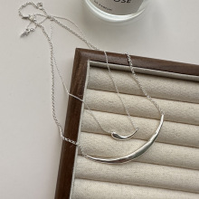 S925纯银韩版小众设计感微笑磨砂项链韩国风肌理感韩系博主锁骨链
