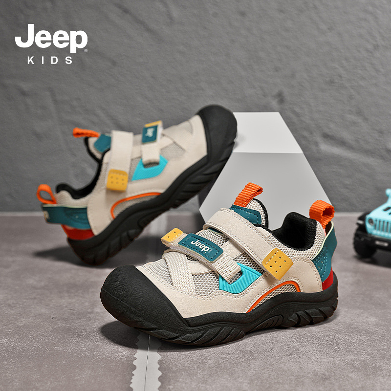 Jeep男童运动鞋2025春秋新款舒适轻便女童跑步鞋便捷魔术贴儿童鞋|undefined