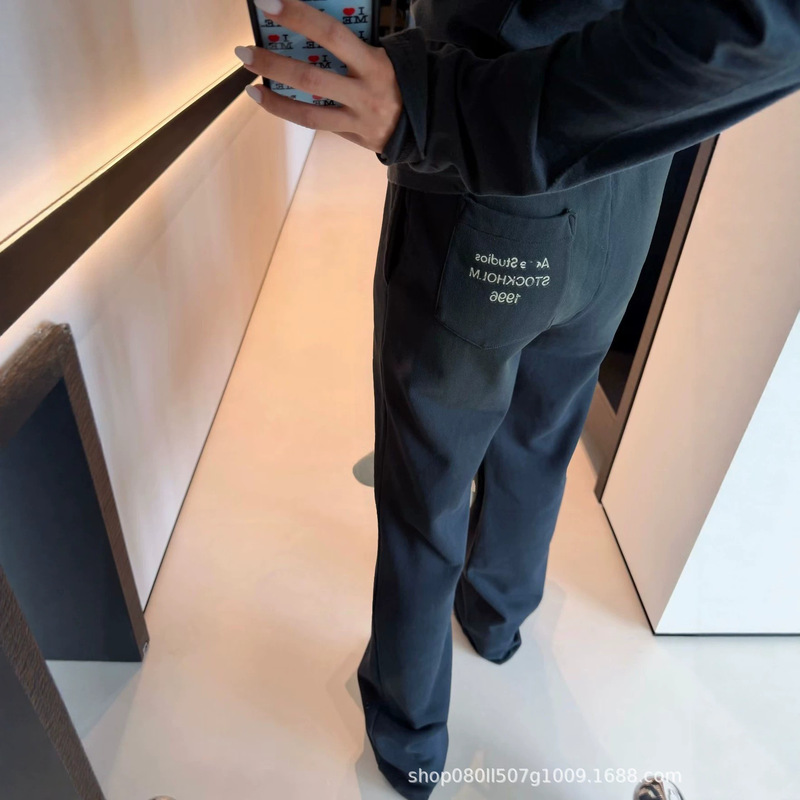 1996 letter embroidered casual pants for women, summer thin loose straight-leg sweatpants, high-street trendy brand, five-point shorts, long pants 1996 letter embroidered casual pants for women, summer thin loose straight-leg sweatpants, high-street trendy brand, five-point shorts, long pants