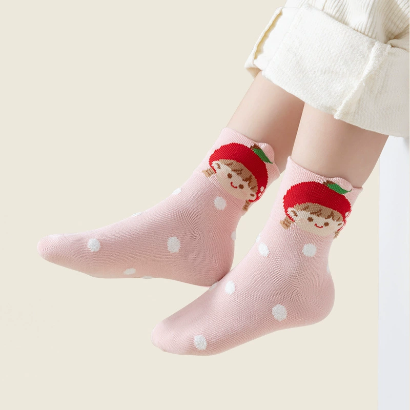 Demi-season children's cartoon socks for men and women, Korean style, mid-length