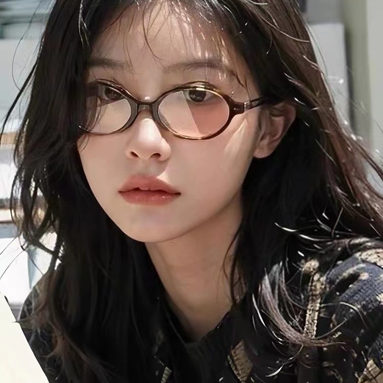 新款近视眼镜框架玳瑁小椭圆形眼镜复古百搭素颜女防蓝光平光眼镜-阿里巴巴