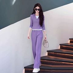 欧货休闲运动套装女春秋2025新款时尚洋气设计感假两件卫衣两件套