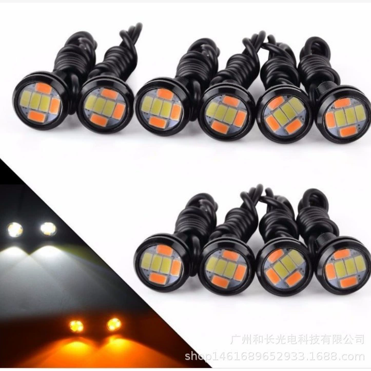 Популярная внешнеторговая светодиодная лампа с двойным светом 23 мм, двухцветная лампа "орлиный глаз" для мотоциклов, модифицированная светодиодная стробоскопическая лампа, двухцветная, 6 ламп, 5730