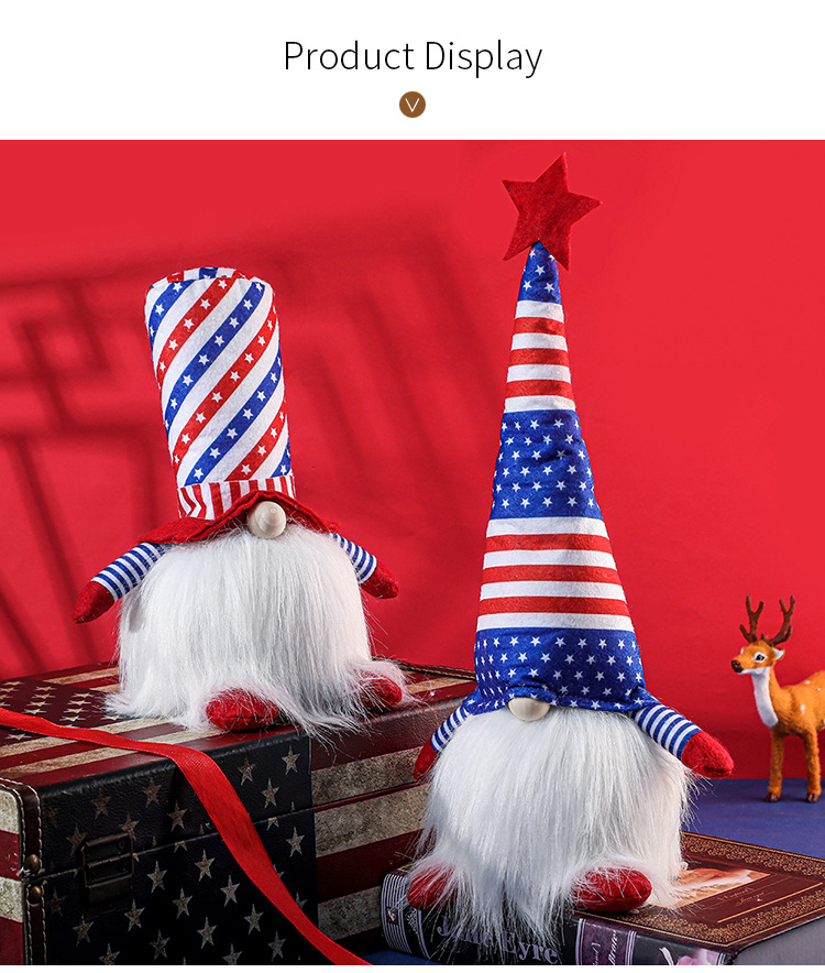 2021 Spot Us Independence Day National Day Shining Face Less Doll Festival Ornamente Kinder Geschenke Rudolph display picture 4