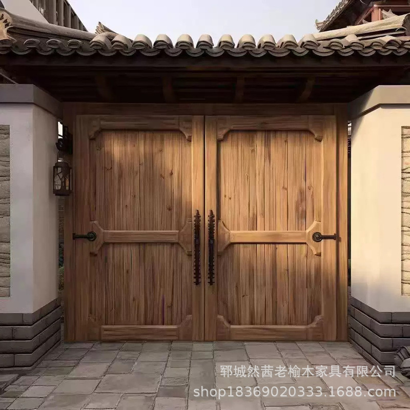 New Old Elm Door Rural Old-Fashioned Self-Built House Entrance Door Solid Wood Double Door Courtyard House Decorative Door New Old Elm Door Rural Old-Fashioned Self-Built House Entrance Door Solid Wood Double Door Courtyard House Decorative Door