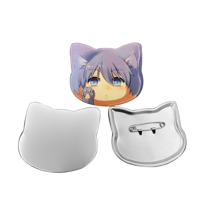 Máquina de insignias de escritorio con diseño de cara de gato grande de 68x58 mm, consumibles de insignias de hojalata con formas especiales, cortador de papel, juego de máquina de insignias.