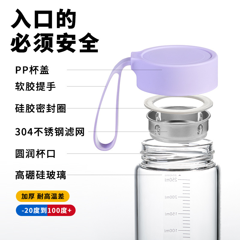 明霞單層高硼硅玻璃杯可愛隨手杯高顏值學生水杯簡約花茶杯子批發