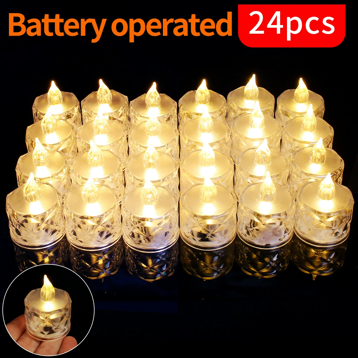 Transparent electronic candle, Christmas night light, 24 items