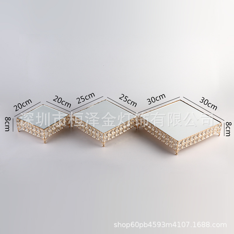 Estilo nórdico metal espejo bandeja escritorio mesa de té bandeja de almacenamiento modelo de decoración de la habitación Americana Placa de fruta de vidrio