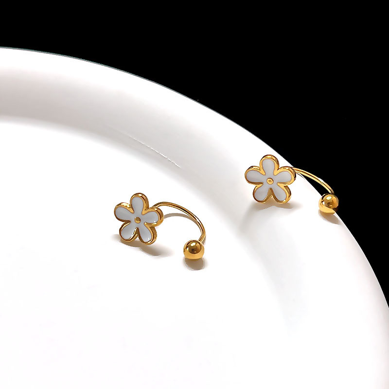 1 Piece Quantity Daily Occasion 1 Piece Simple Style Flower Plating 304 Stainless Steel Drop Earrings Ear Studs