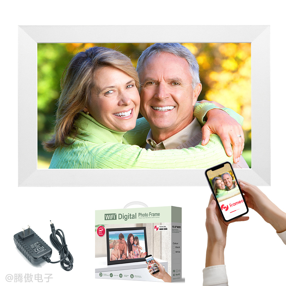 Marco de fotos digital WiFi 10 pulgadas transfronterizo Venta caliente Frameo marco de fotos electrónico 15,6 pulgadas HD BOE pantalla de publicidad
