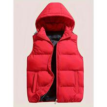 K 18523 Men Hooded Solid Color Vest ��ɫ��ñ���� ŷ���羳