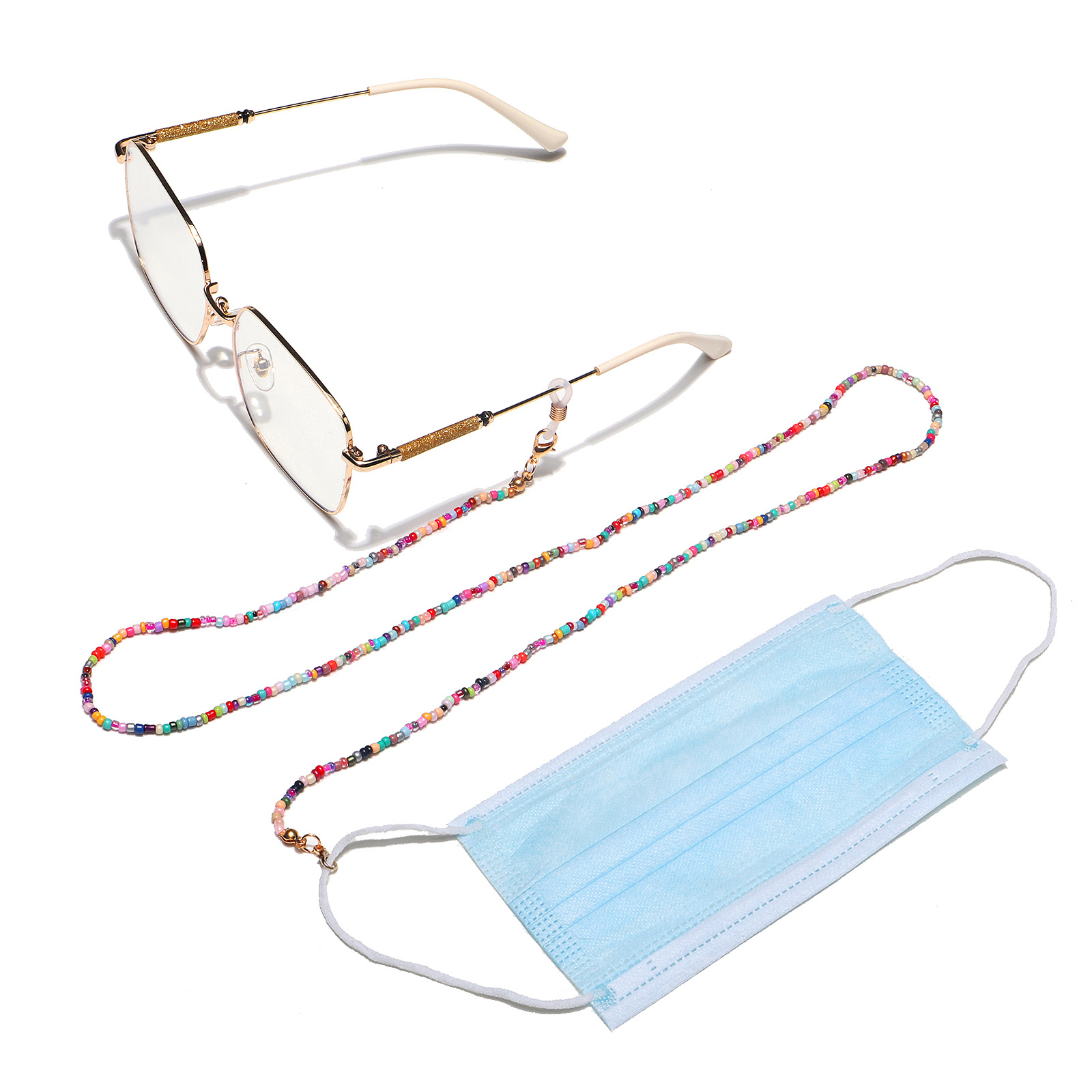Fashion Handmade Chain Mixed Color Rice Bead Glasses Chain display picture 3