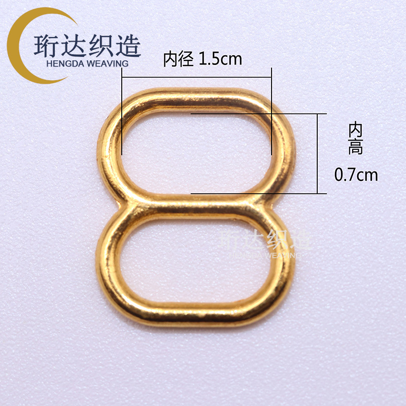 8 hebillas de Goma de embalaje interior de 1,5 cm (oro) / grano - agujero ancho