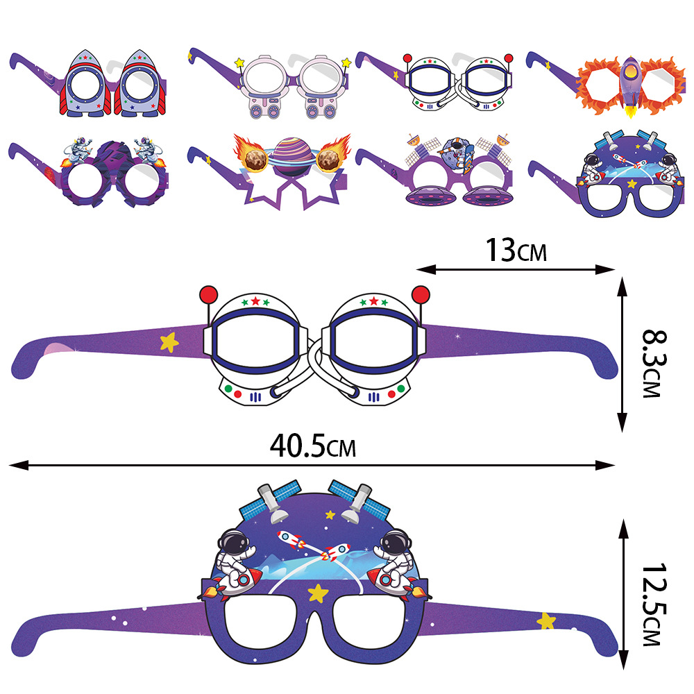 Espacio tema de la fiesta cumpleaños decoración gafas papel universo planeta serie Niños divertidos apoyos fotográficos