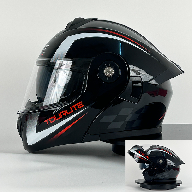 얼굴을 드러내는 IBK 더블 렌즈-글로우 블랙 레드 3