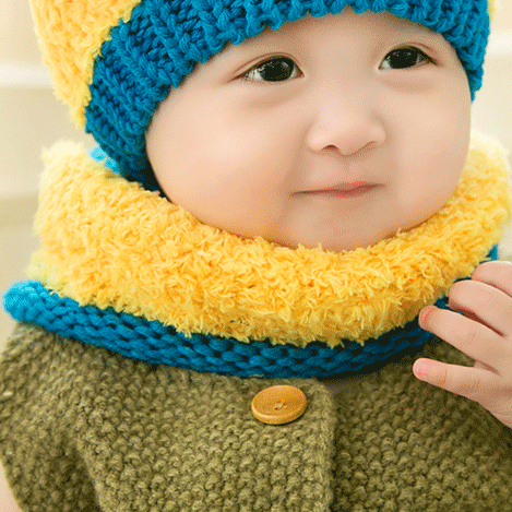 thumbnail image 1 of Gorro de bebé más terciopelo otoño e invierno gorro de punto para niños lindo oso bebé gorro de lana con protección para los oídos bufanda de dos piezas, 1 of 5