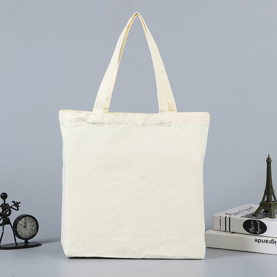 Spot Satchel Canvas Bag Pure Color Blank Student Tutoring Canvas Bag Printable Advertising logo Creative Tote Bag