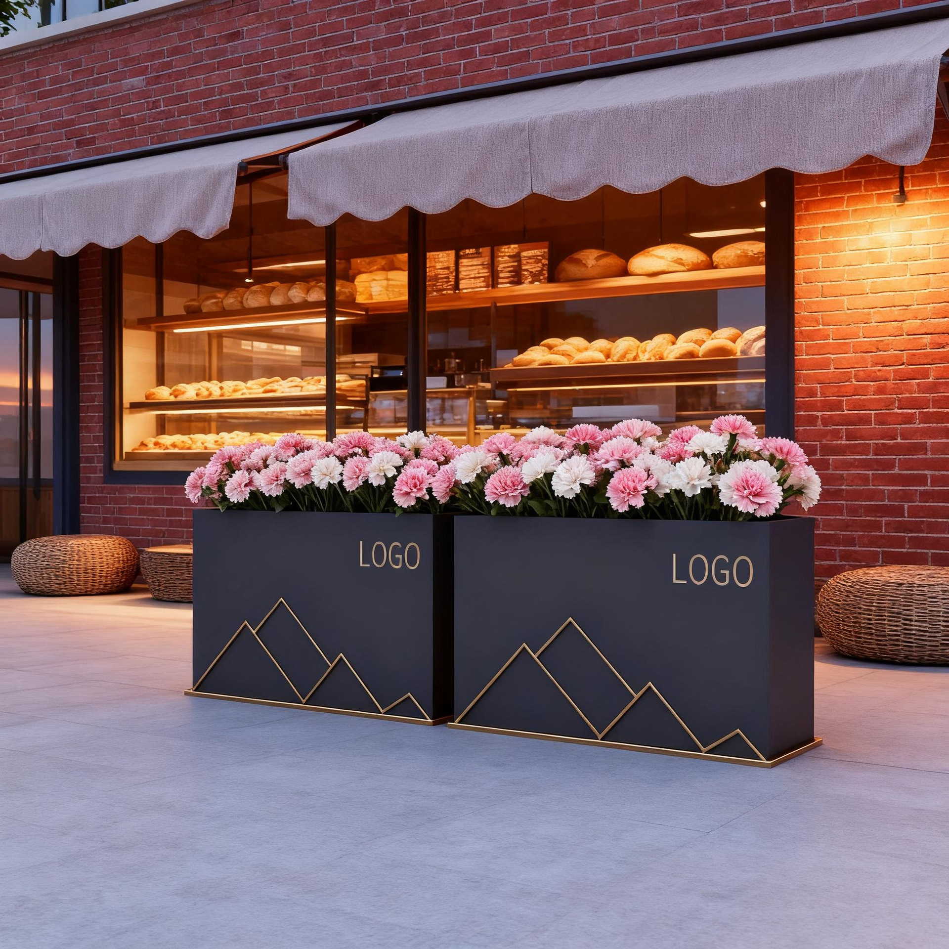 屋外ステンレス鋼フラワーボックスバルコニー植栽ボックス広場商業街長方形花壇鉄製完成品フラワーチャンネル