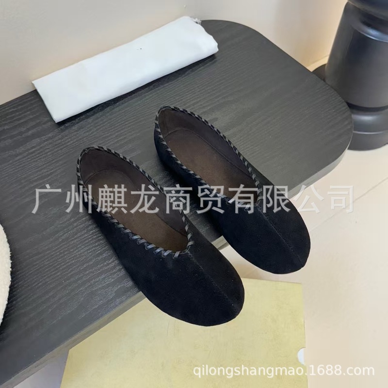 高端2025新款真皮圆头复古浅口芭蕾跳舞鞋平底奶奶鞋舒适百搭单鞋|undefined