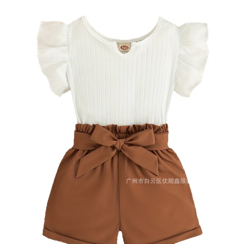 Round-neck sleeveless top and short skirt set 儿童印花两件套|undefined