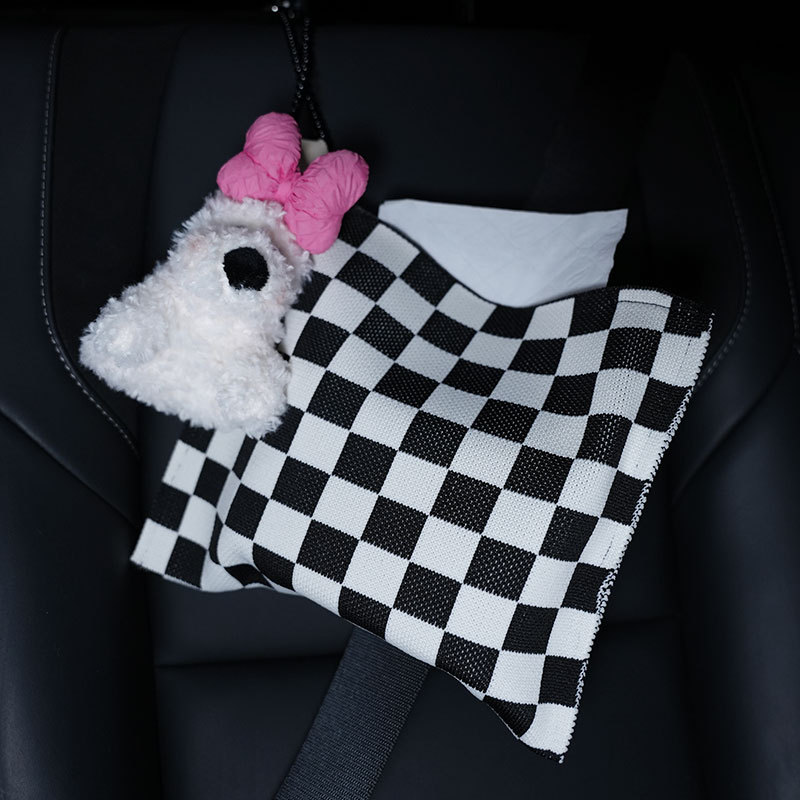 Biqi Bixing – Car tissue box/set Hanging Car Interior - black-white-spots-red-west-highland