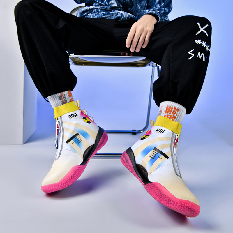 Special Offer High-Top Basketball Shoes for Men, Professional Practical Sports Shoes, Cushioning Velcro, Twist Buttons, Lace-Free Student Sneakers