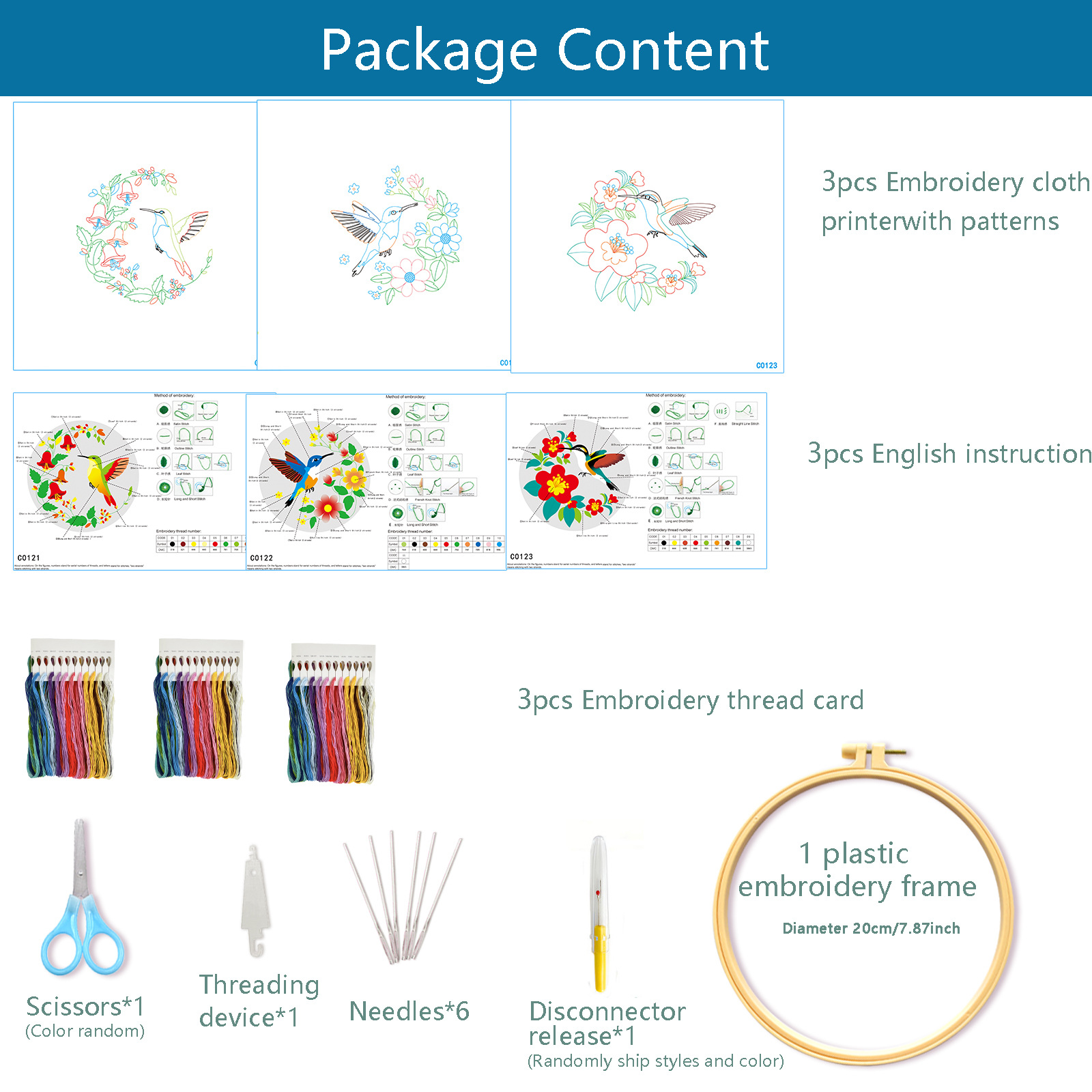 Amazon cross-border hot diy kit de bordado flores y pájaros combinación simple de animales y plantas principiantes bordado a mano