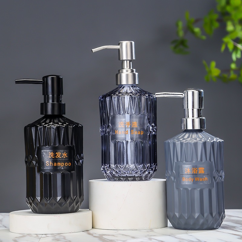 欧式酒店会所SPA玻璃乳液分装瓶洗手液按压皂液沐浴洗发水瓶