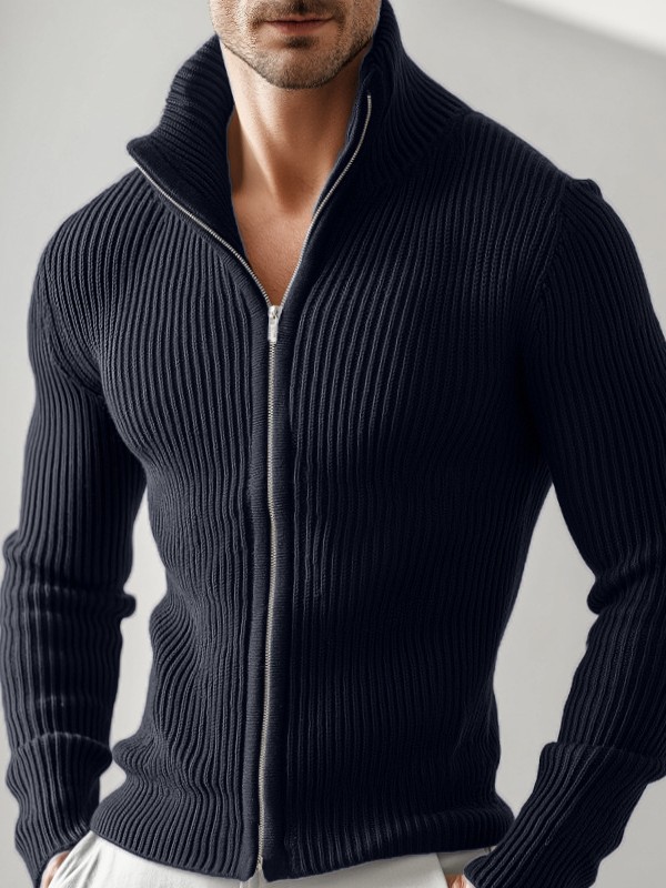 Nuevos hombres en Europa y los Estados Unidos a través de la frontera 100 suéteres con cremallera, chaquetas de manga larga, chaquetas de cuello vertical, chaquetas sólidas ajustadas