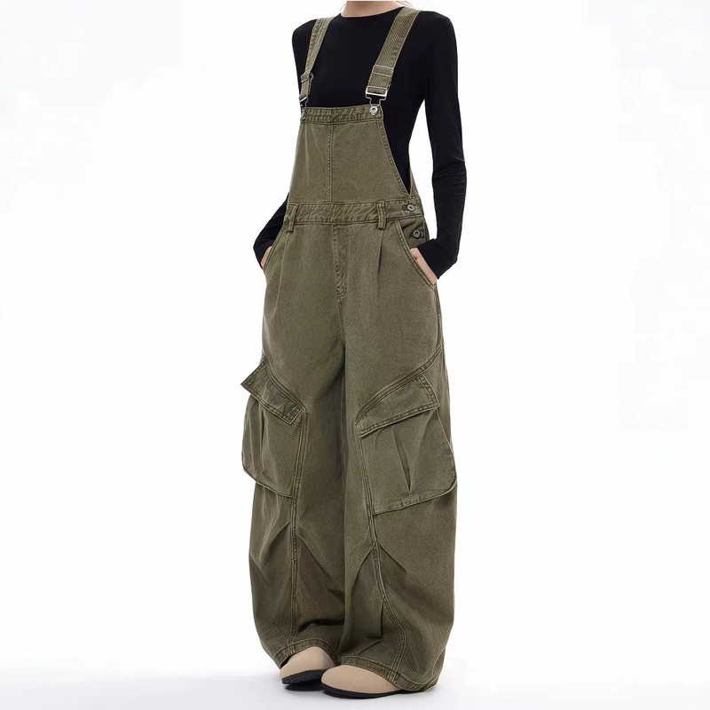 American retro workwear denim overalls for women, 2026 summer new style, age-reducing, loose-fitting, slimming, wide-leg jumpsuit American retro workwear denim overalls for women, 2026 summer new style, age-reducing, loose-fitting, slimming, wide-leg jumpsuit