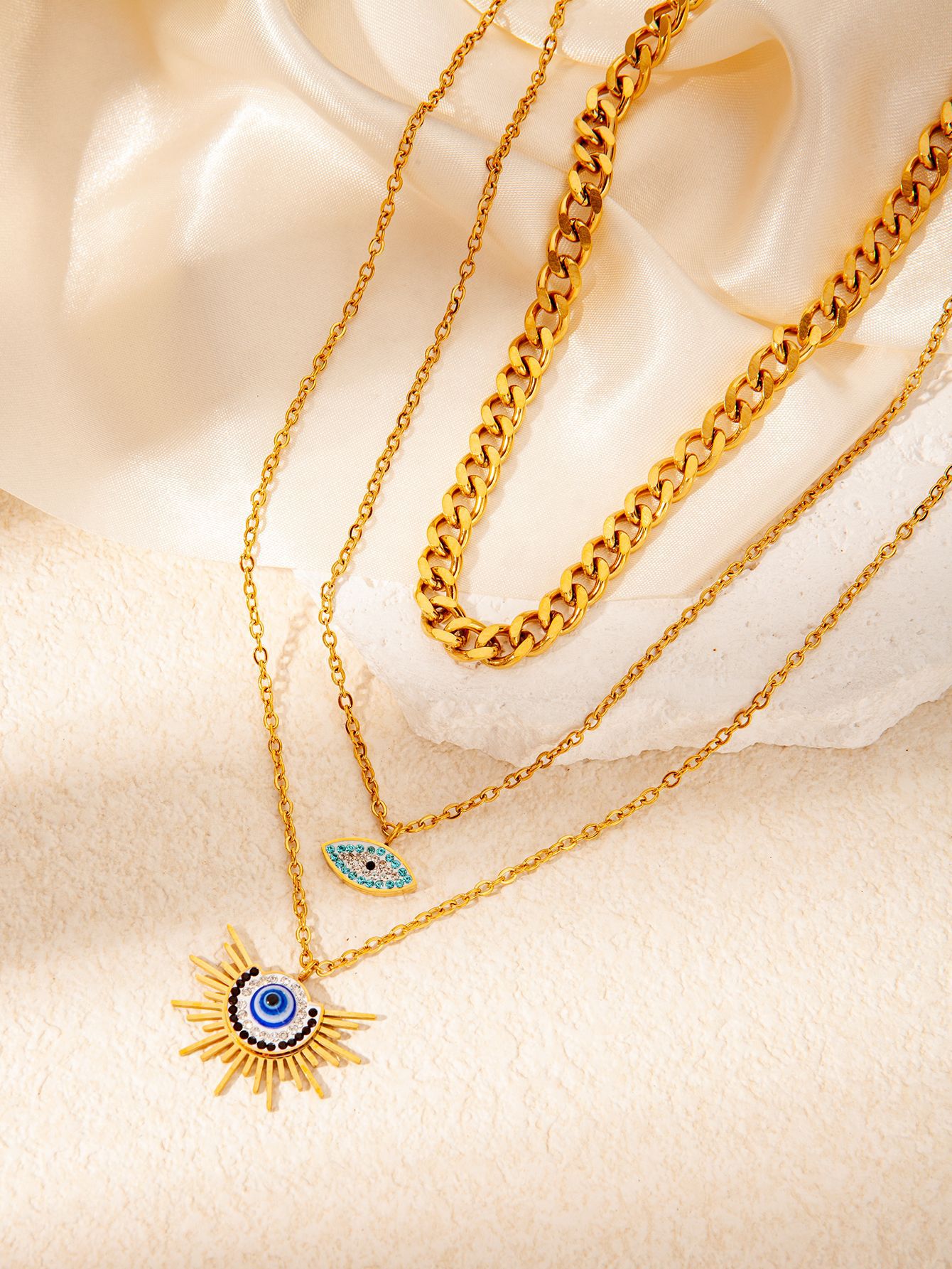 13g Weight 0.03µm Gold Plating Thickness Electroplated Gold Plating Process 18K Real Gold Plated Plating Material 201 Stainless Steel Pendant Material Zircon Inlay Material Layered Necklaces, Necklace Classification 201 Stainless Steel Chain Material cable chain Chain Type 1 Set Quantity Holiday, Daily Occasion 201 Stainless Steel Material Star Pattern Women's Gender Simple Style Style Plating Craft Wholesale Jewelry Simple Style Star Titanium Steel Plating Layered Necklaces Cable Chain 2