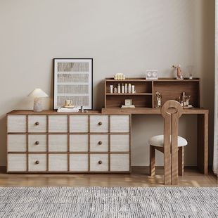 2025 New Style Home Bedroom Antique Style Solid Wood Dressing Table Master Bedroom Dressing Table Cupboard Integrated New Chinese Style Retro