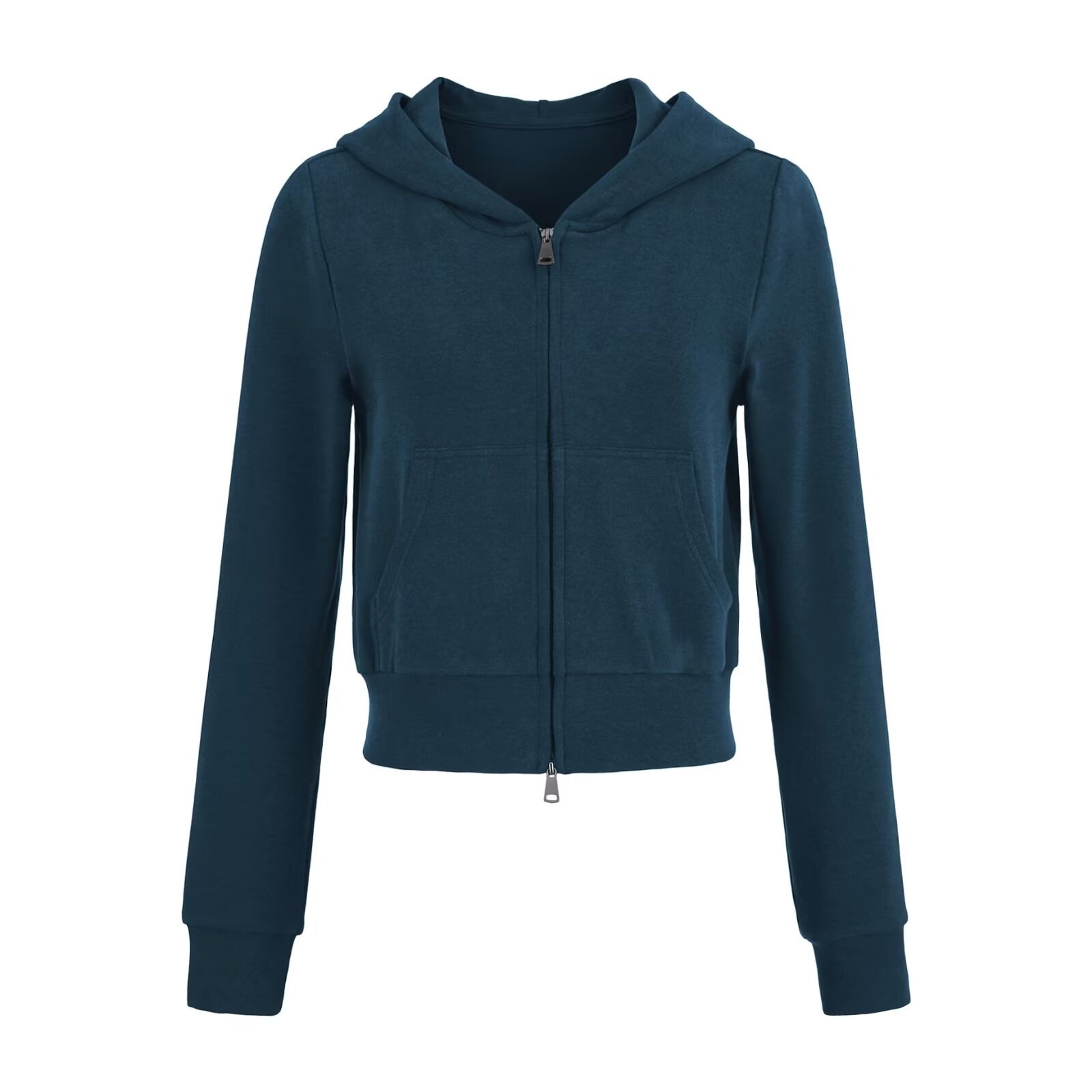 Winter Sporty Casual Fitness Women's Sweatshirt And Pants Set Hooded Zip up Sweatshirt Low Rise Drawstring Pants_ecoleips.com