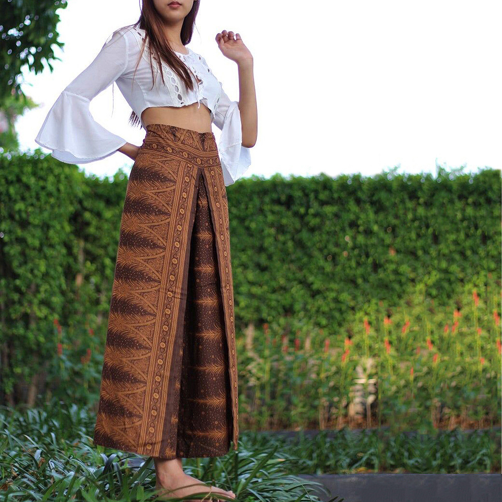 printing loose slit straight wide leg trousers NSMID128674