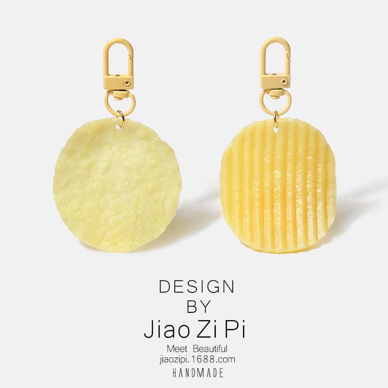 Ultra-Realistic Food Toy Potato Chip Keychain, Fun Hanging Accessory, Backpack Pendant, Daily Personalized Accessory