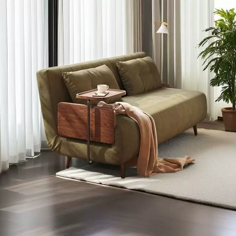实木沙发床沙发可折叠两用小户型客厅阳台多功能单人伸缩日式新款