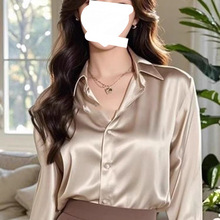 专柜级真丝衬衫抗皱免熨烫新款桑蚕丝衬衣长袖纯色气质款直销工厂