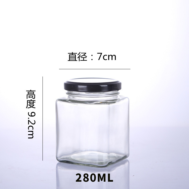 メーカー卸売り角形蜂蜜ガラス瓶密封缶味噌汁瓶200ml梨膏瓶1斤300g入膏滋瓶|undefined