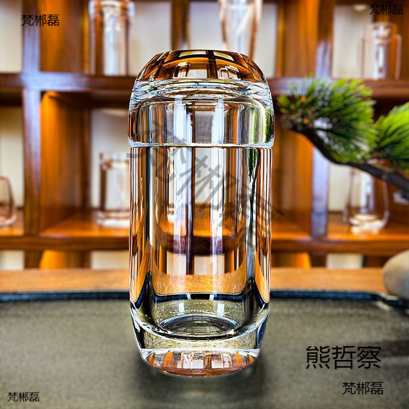 带水晶茶漏月牙天然原矿水晶杯盖杯一杯两用办公杯茶具高端茶杯子|undefined