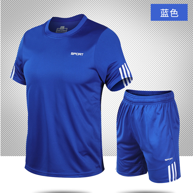 Venta directa de fábrica nueva ropa para correr seda de hielo, ropa de entrenamiento transpirable de secado rápido, juego de camiseta deportiva de ocio al aire libre