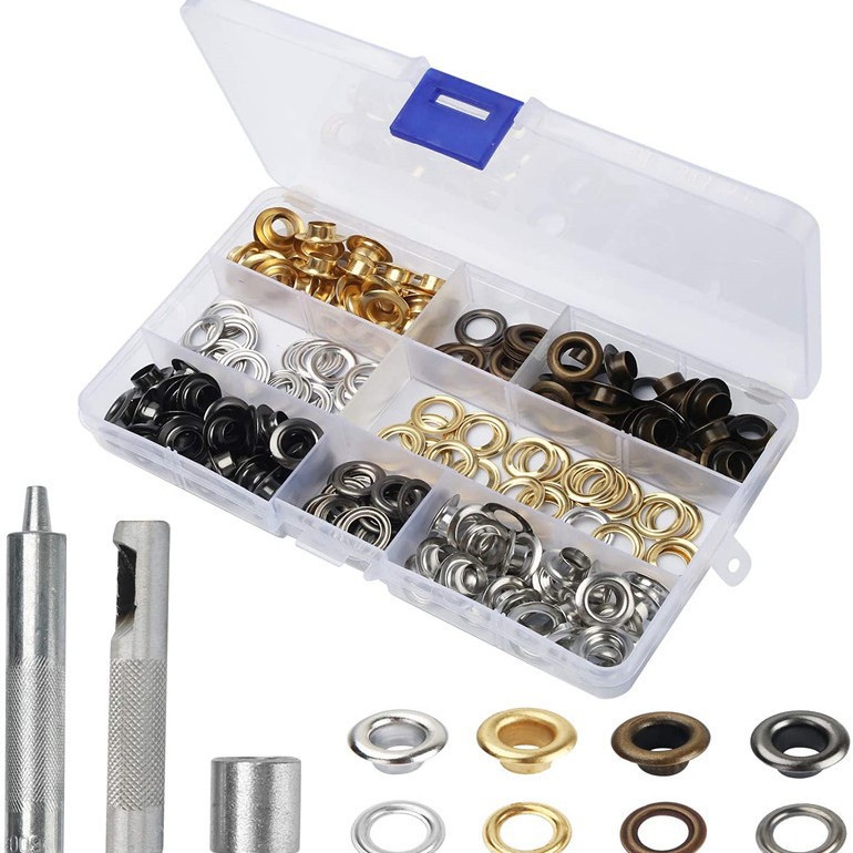 100 sets diámetro interior 8mm4 agujero de aire de color en caja multi-color callos en caja con herramientas de instalación traje para transfronteriza