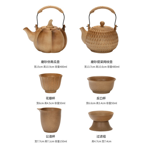 Ceramic tea pot with high-temperature resistance for outdoor tea brewing, herbal outdoor water pot, explosion-proof pumpkin-shaped tea pot