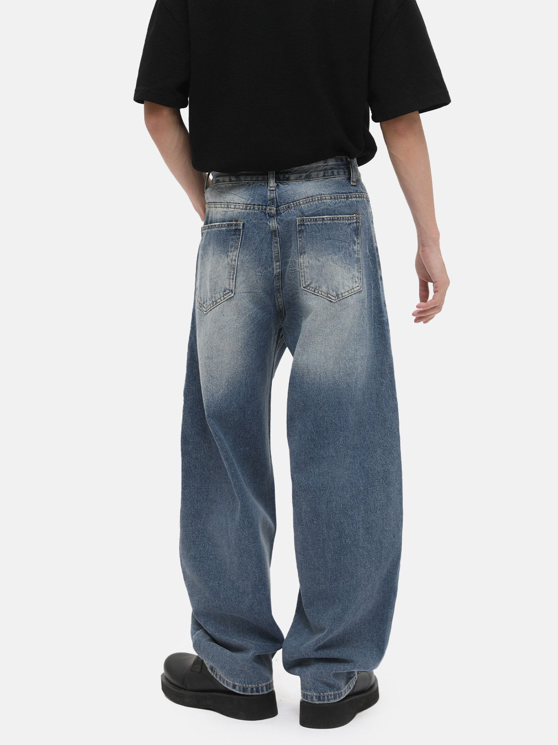 MTLCLOTHES Hombres| High Street hace viejos estilos de moda blancos blancos de lavado sueltos machetes jeans de moda casual