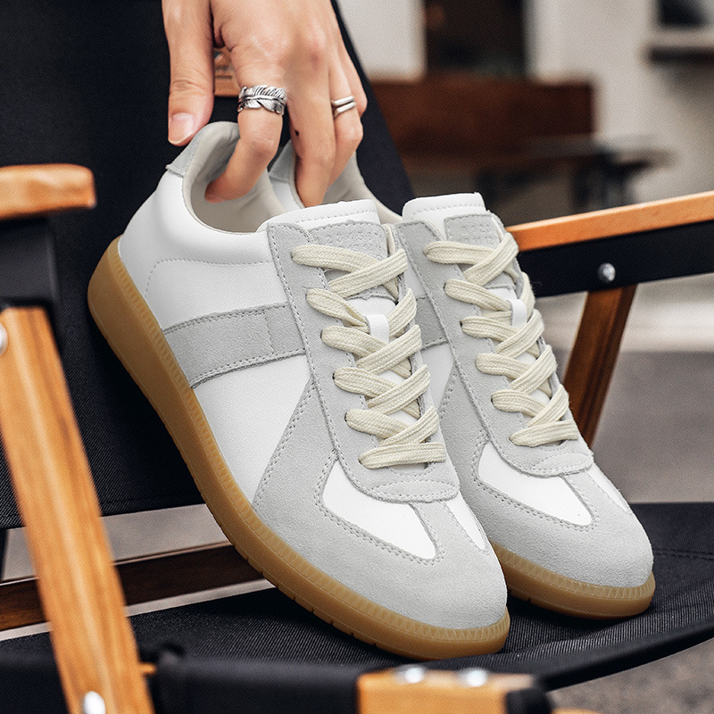 德訓鞋男2024春季真皮校園風小白鞋軟底百搭透氣休閒板鞋