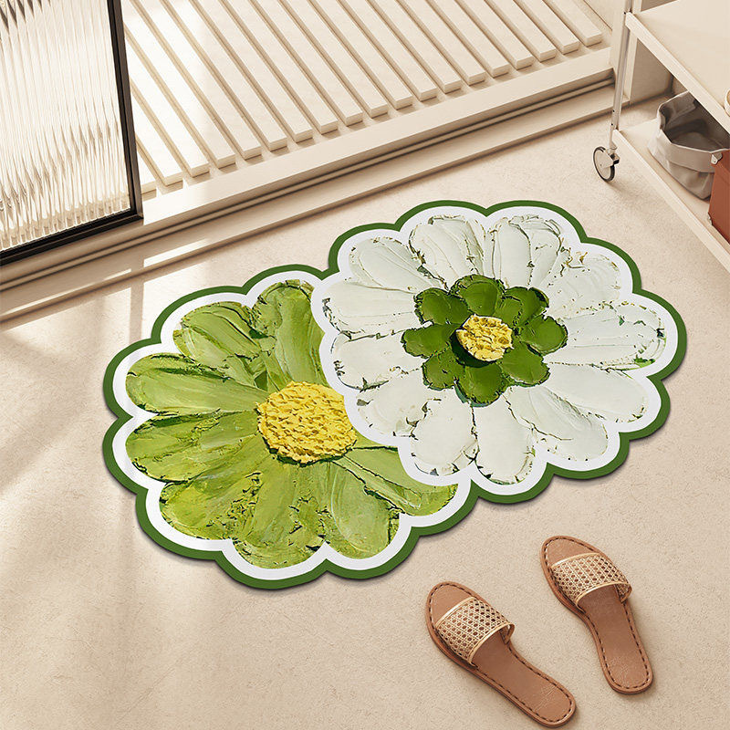 异形花卉硅藻泥地垫强吸水速干脚垫卫生间地毯淋浴间门口防滑软垫